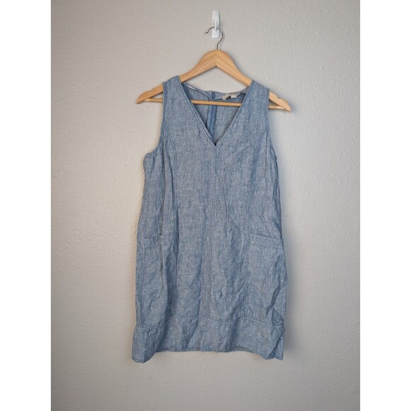 Loft Linen Mini Dress Size 4 Blue Beach Coastal - Picture 1 of 6